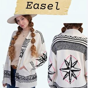 NWT Easel Cardigan  Black and Cream Knit